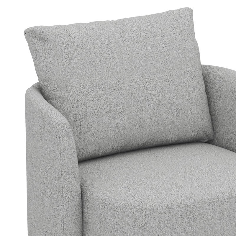 Fauteuil d'appoint pivotant à 360 ° avec accoudoirs ergonomiques et coussin décoratif, Gris