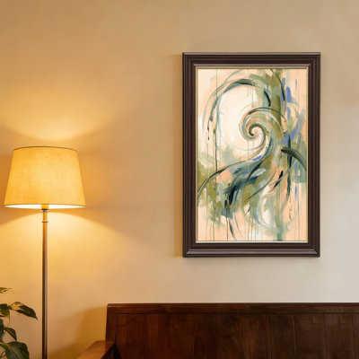 Art mural antique sur toile encadré doré pour le salon, la chambre à coucher, le bureau ou le vestibule - décoration murale décorative avec tourbillon abstrait