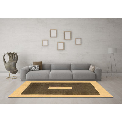 Tapis contemporains brun lavable à la machine 2736