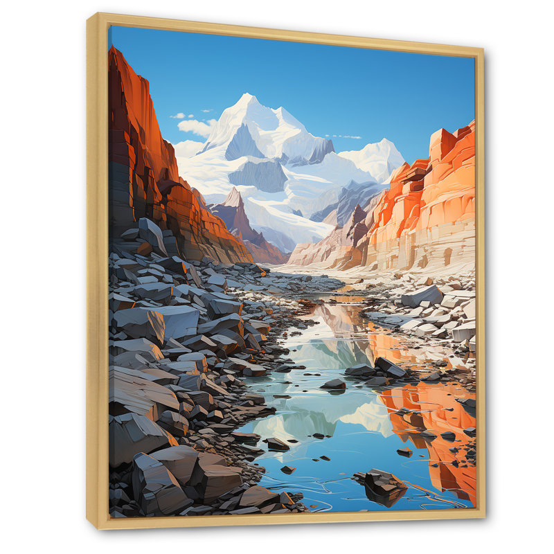 «Winter Glacier Landscape In Canada III», reproduction sur toile, Cadre naturel flottant, H 32 po x l 16 po x P 1 po