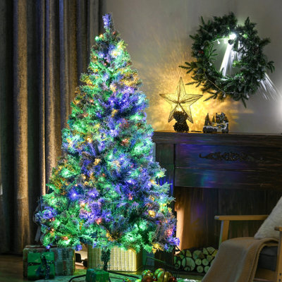 607 6ft Tree With Warm White Led Lights & Auto-open Feature, Convenient Setup Colorful Lightweight Base, Portable Holiday Fun