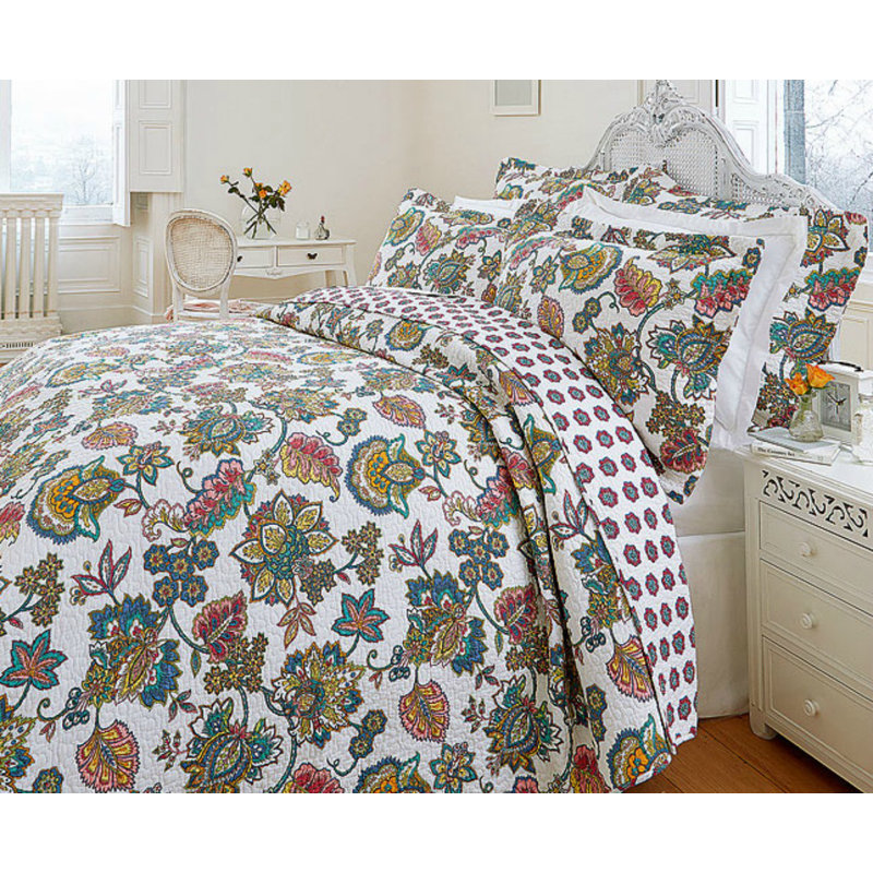 Egbert Polyester Floral Bedspread with Pillowcases, 188 x 265 cm