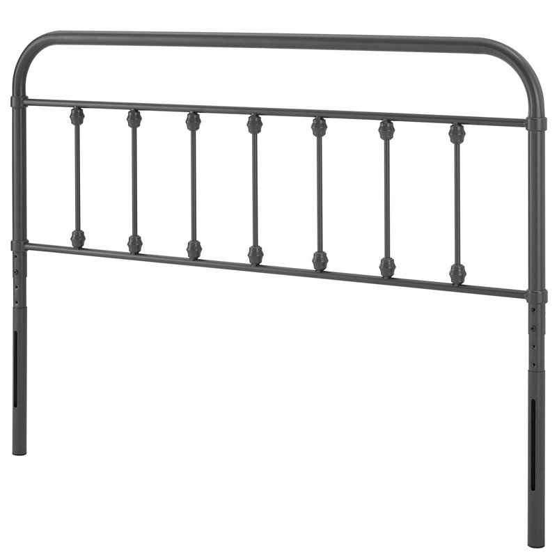 Ellen Classic Metal Headboard, King, Gray