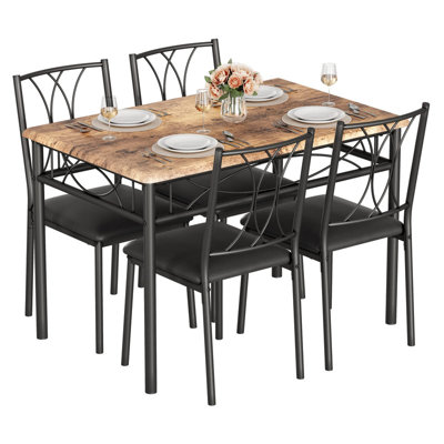 Ensemble de salle à manger 5 pièces avec chaises rembourrées, table de cuisine compacte pour petit appartement, studio et coin-repas