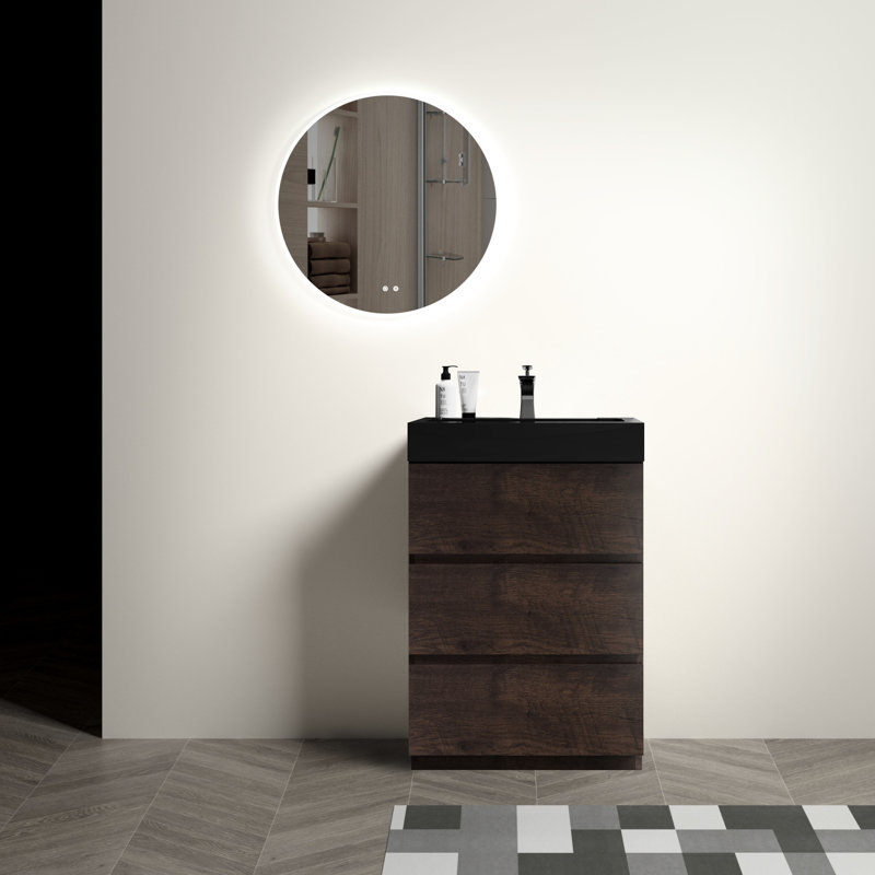 Meuble-lavabo en noyer 24 po Valdes, Noir, 24"