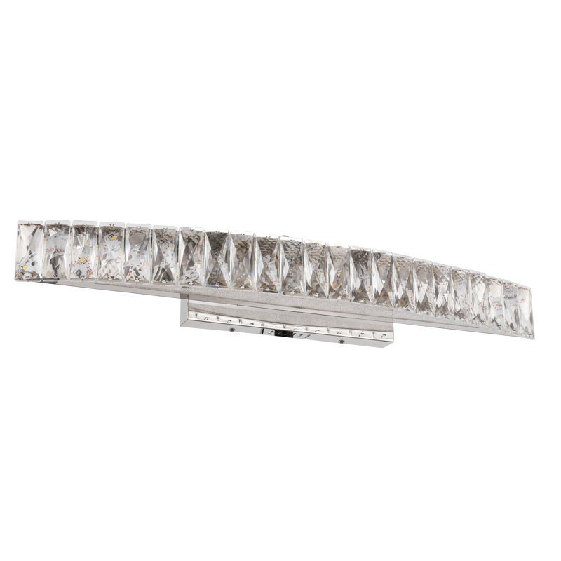 Applique murale Pioche en chrome DEL avec détails en cristal transparent, H 3 po x l 28 po x P 3 po