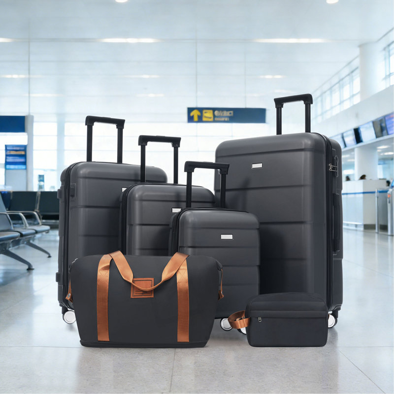Ensembles de bagages Hardshell 6 pièces avec 2 sacs, valise de transport avec poignée et roues pivotantes doubles verrouillables, bagages légers de 16 po + 20 po + 24 po + 28 po