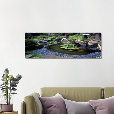Lotus Blossoms, Japanese Garden, University Of California, Los Angeles, California, USA #2 by Panoramic Images - Wrapped Canvas Panoramic Print