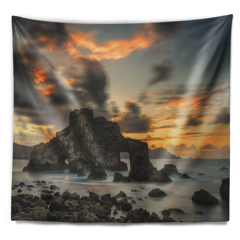 Tapisserie jaune côte atlantique mer côte atlantique, H 68 po x l 80 po