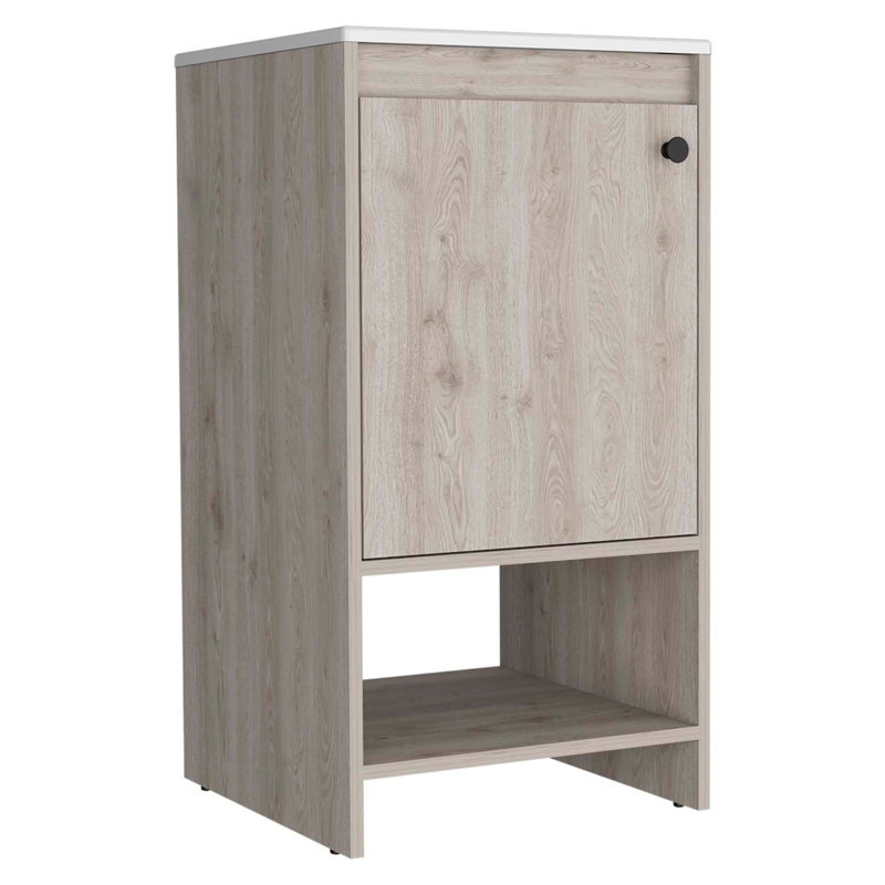 Bruto Free Standing Vanity Cabinet with Open shelf, Light Gray
