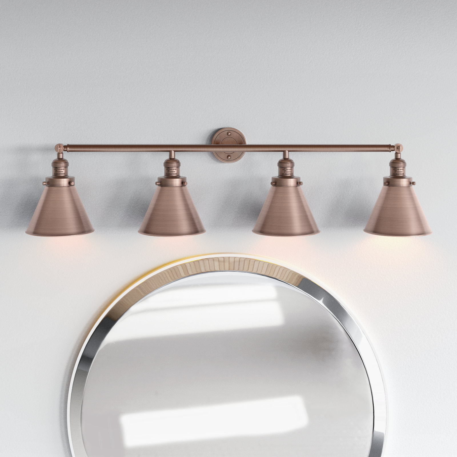 Rouvin 4 Light Dimmable Vanity Light, Antique Copper