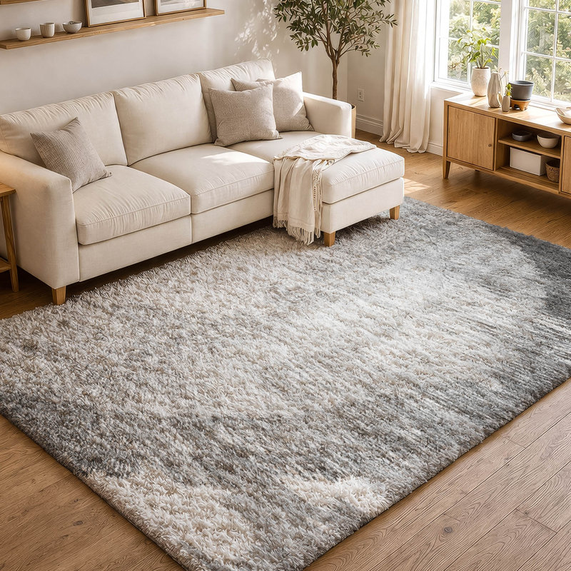 Tapis à poil long de qualité supérieure lavable à la machine ADS650, Grey, 9' x 12'
