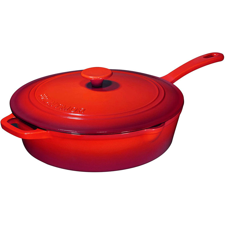 Bruntmor Red Enameled Cast Iron 3 Piece Bundle Gift Set: Braiser