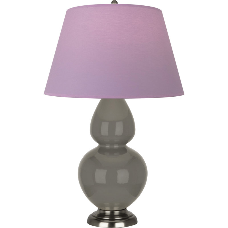 Lampe de table double gourde en céramique, Lavande / prune, Frêne verni / argent antique, Argent argent