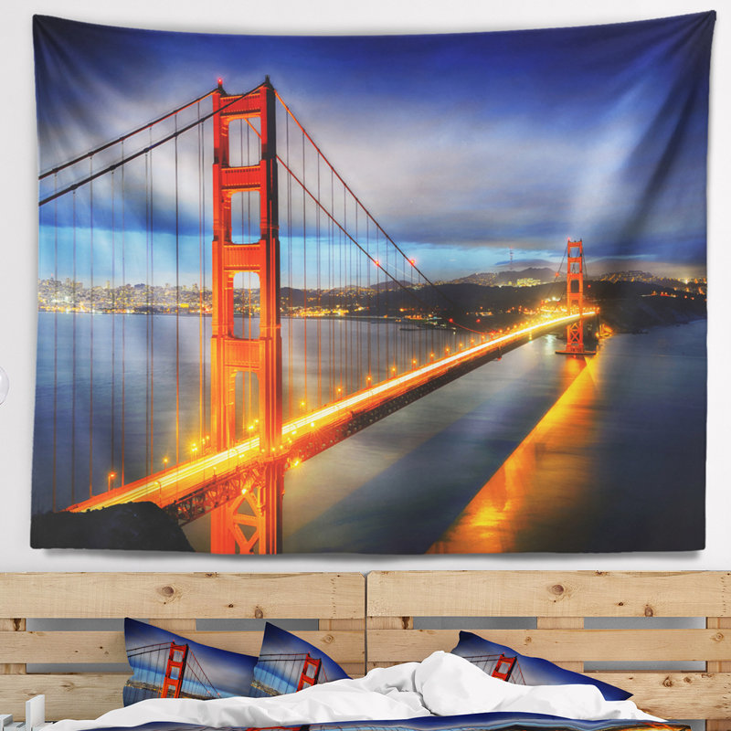 Photographie de paysage golden gate bridge tapisserie, H 32 po x l 39 po