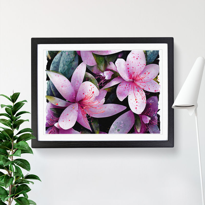 Rhododendron Flower Splash - Single Picture Frame Print, Black Framed, 46cm H x 64cm W x 2cm D