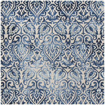 Pimentel Hand Tufted Wool/Cotton Geometric Rug in Royal Blue