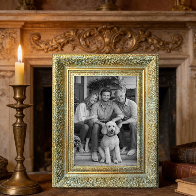Cadre photo antique doré 3 pièces pour photos et décorations de chambre à coucher 5 po x 7 po