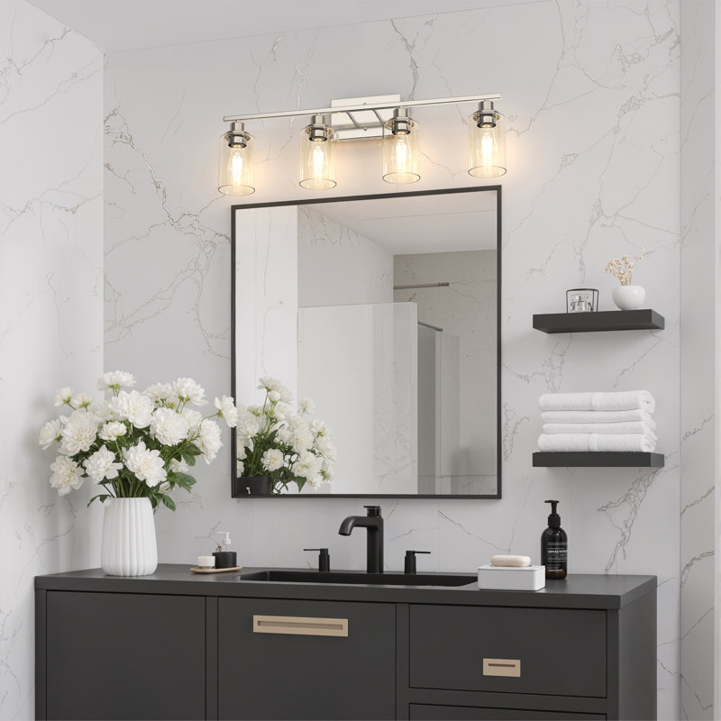 Éclairage de salle de bain industriel à 2 lumières pour salle de bain, H 10,6 po x l 31,5 po x P 5,7 po, Nickel poli