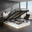 European Double & King Size Velvet Ottoman Bed With Surround LED Lights, Storage Frame With Charging Port, White-1472030395