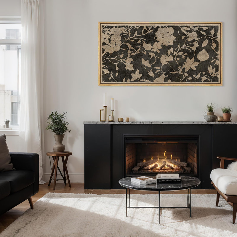 Rustic Floral Print, 30" H x 60" W, Natural