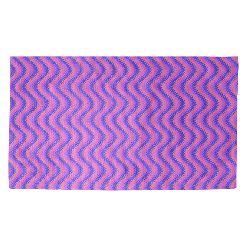 Tapis mauve à rayures ondulées/bleues Avicia, Rectangle 5 pi 3 po x 7 pi 2 po