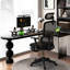 Bureau en bois massif en forme de L noir + bureau en acrylique-1083040346-1083040351