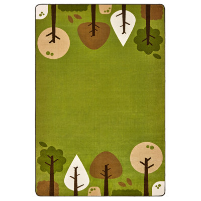Tranquil Trees Kids Decorative KIDSoft Tufted Green Area Rug