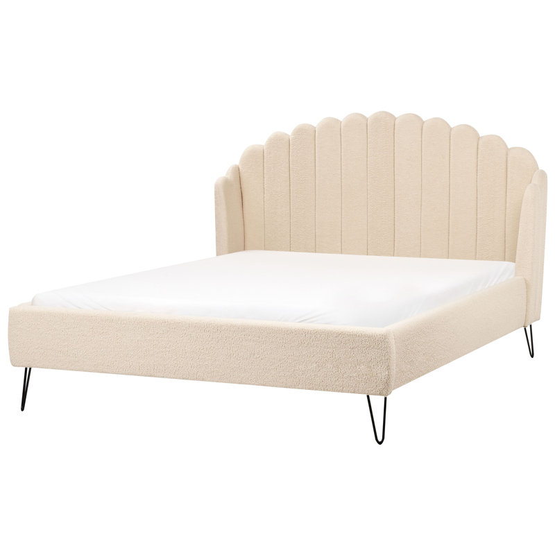 Bed Boucle Ambillou, Beige, European Double (140 x 200 cm)