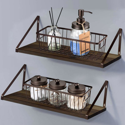 2 - Pack Small Farmhouse Decor Metal Wire Storage Basket Bins