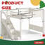 Lit mezzanine double en bois massif avec garde-robe intégrée, tablettes de rangement et rails de sécurité-129527402-129527398