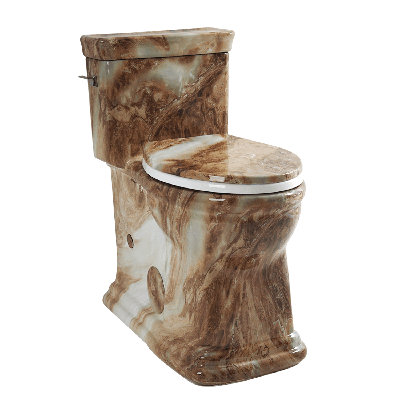 Toilette Los Flexi Amber Marble de 19 po de hauteur, toilette une pièce de style rétro avec siège allongé, hauteur confortable, chasse d'eau tourbillonnante de 1,28 GPF, surface brute de 12 po, 