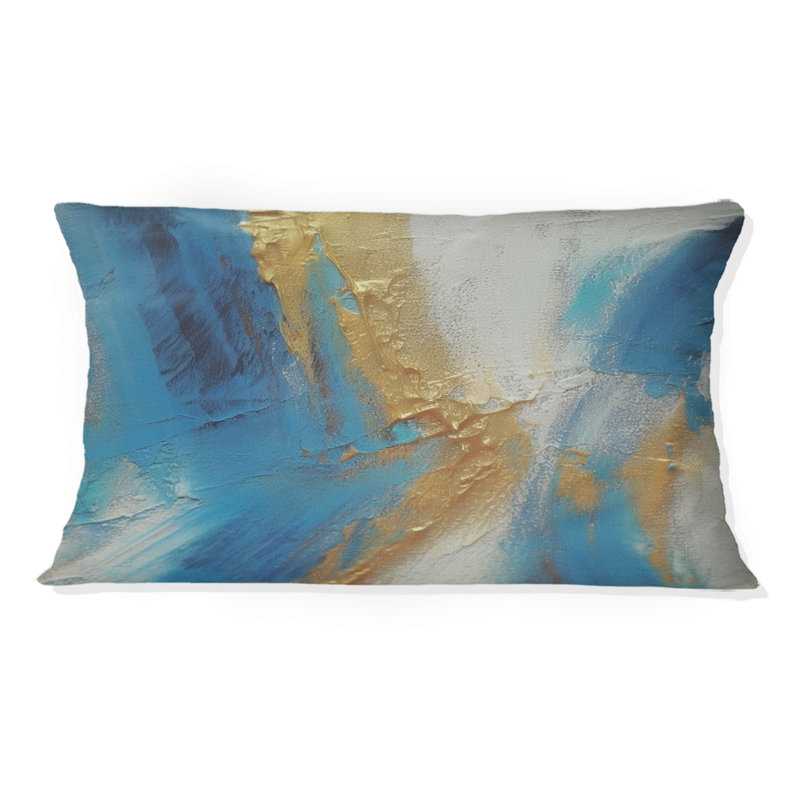 Sudden Sensuality - Turquoise abstrait et or - Coussin décoratif avec peinture abstraite