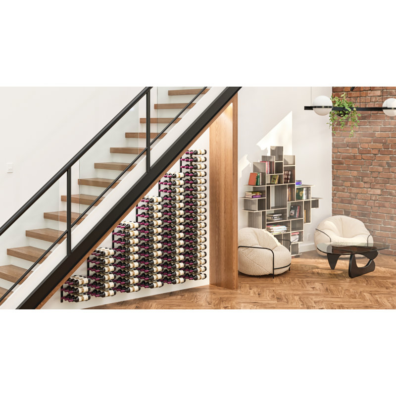 Ensemble de porte-bouteilles mural noir mat pour 189 bouteilles Indurial, H 72 po x l 78 po x P 12 po, Matte Black