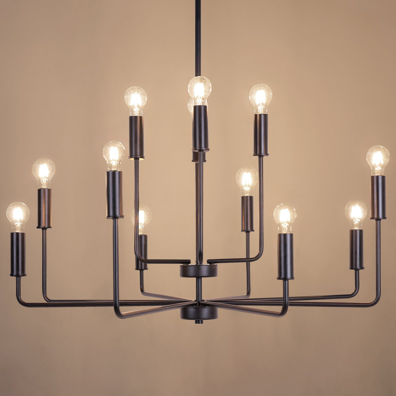 12-Light 39.3'' Dimmable Modern Industrial Chandelier