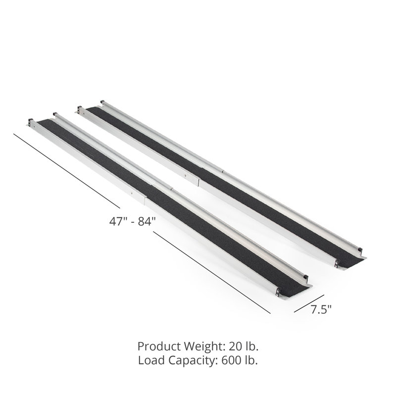 Titan Ramps 4' To 7' Telescoping Aluminum Wheelchair Ramp W/Bag - 600 Lb. Capacity