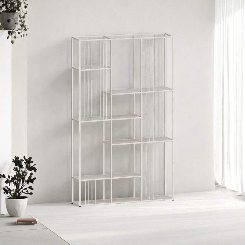 A versatile bookcase for home use, (6 Shelves) 78.7"H x 59"W x 9.8"D, White