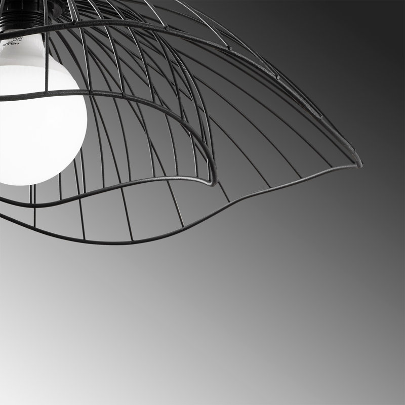 Lustre industriel noir avec hauteur réglable de 19,7 po x 19,7 po | Corps en métal, douille E27 de 40 W maximum | Parfait pour les salons et salles à manger modernes, conception élégante et simple, indice de protection IP20