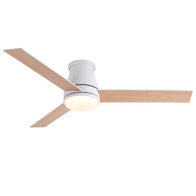 52 in. Farmhouse Nickel Integrated LED Smart Ceiling Fan with DC Remote&Tuya APP Control for Bedroom, Living Room 1 Piece Plywood White