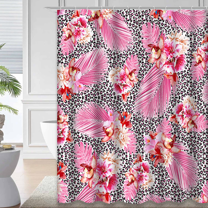Rideau de douche imperméable rose, rideaux de douche pour la salle de bain avec 12 crochets, 72" L x 72" W