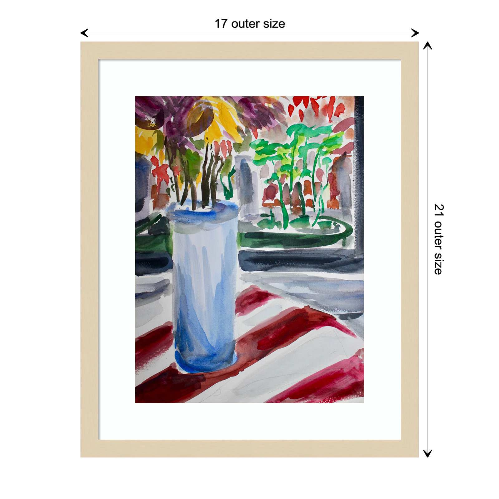 Montpellier Blue Vase And Window Box Framed On Paper by Montpellier Print, Brown, 21" H x 17" W x 1" D
