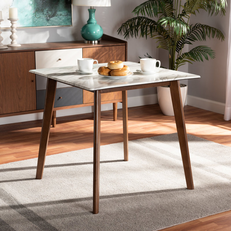 Baturhan Square Faux Marble Top Dining Table
