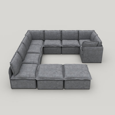 Advait 10-Piece Modular Slipcover Sectional Sofa, Free Combination Sofa with Lightweight Iron Frame & Ottoman