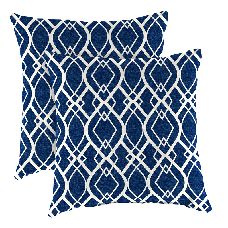 16" x 16" Curtain Navy Ogee Outdoor Cushion (Set of 2)
