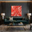 Abstrait art fluide sur toile rouge 64-232340105