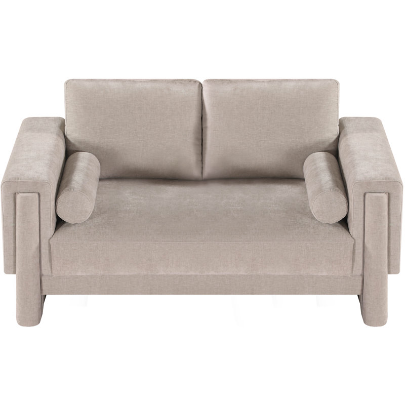 Ivanio Upholstered 65'' Loveseat, Beige Chenille Fabric