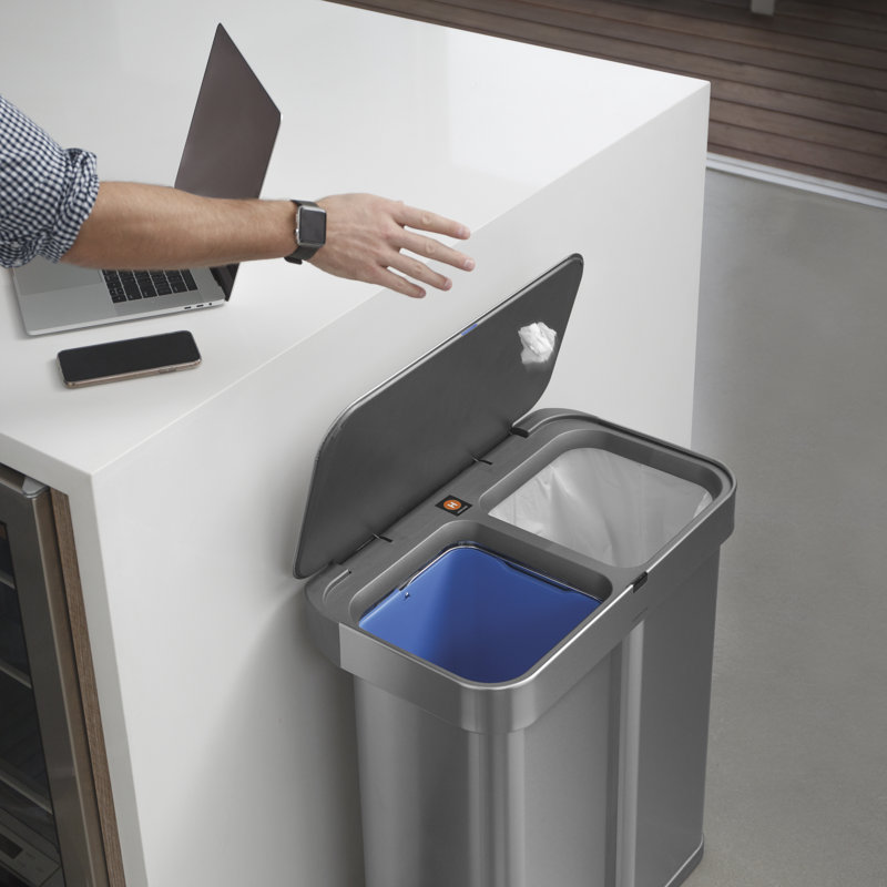 simplehuman 58L sensor recycler with voice and motion control, brushed stainless steel