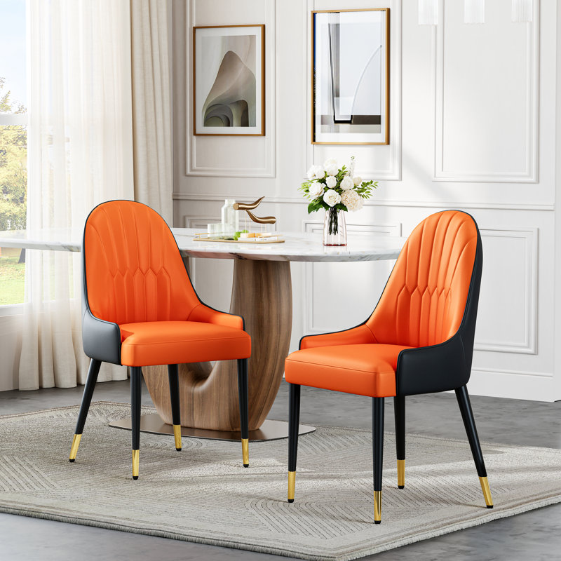 Chaise parsons rembourrée Canalou, Orange / noir