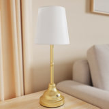 17.5" Cordless Rechargeable LED Table Lamp with Stepless Dimming & Touch Control - Modern Fabric Shade Desk Lamp for Bedroom, Living Room, Office Lighting