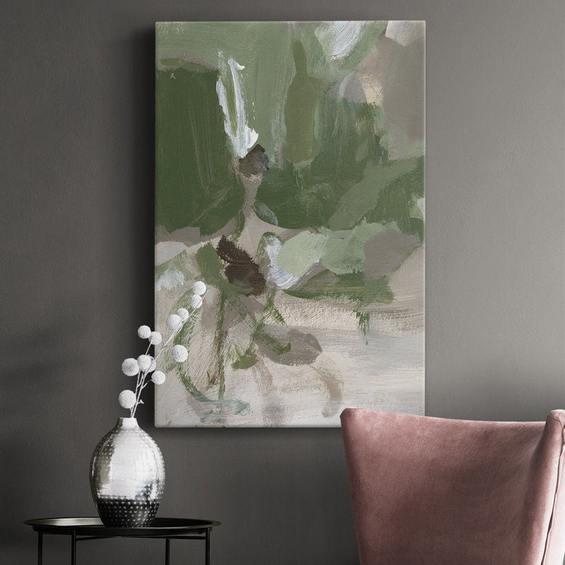 Thé vert II - peinture sur toile tendue, L 16 po x H 27 po